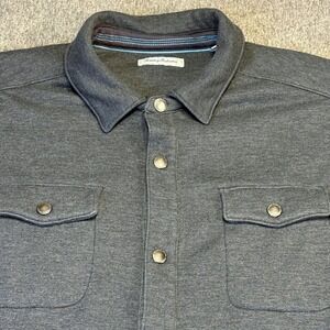 Tommy Bahama Gray Button Down Shirt Jacket Mens XL Cabincore Outdoors Camping